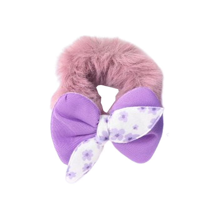 [41441] SCRUNCHIE ANGEL PELUCHE DOBLE MOÑO CON FLORES