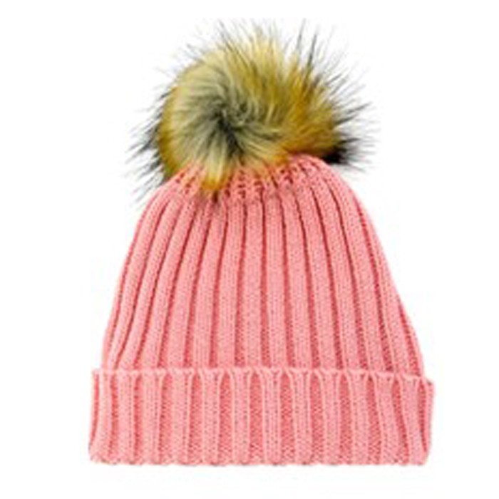 [11595] GORRO DE LANA LISO CON POMPON