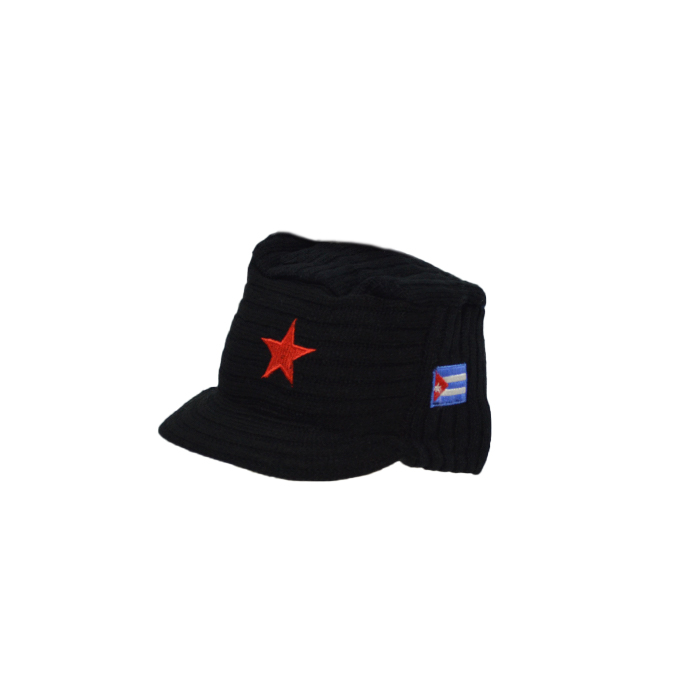 [4738] GORRO DE LANA CON VISERA ESTRELLA BORDADA