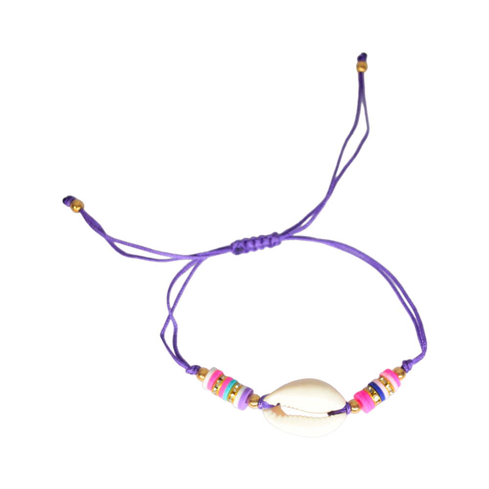 PULSERA DE HILO ENCERADO CON STRASS Y CARACOL