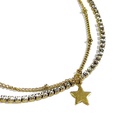 PULSERA DE ACERO DORADO DOBLE CON STRASS Y DIJE CORAZON Y ESTRELLA