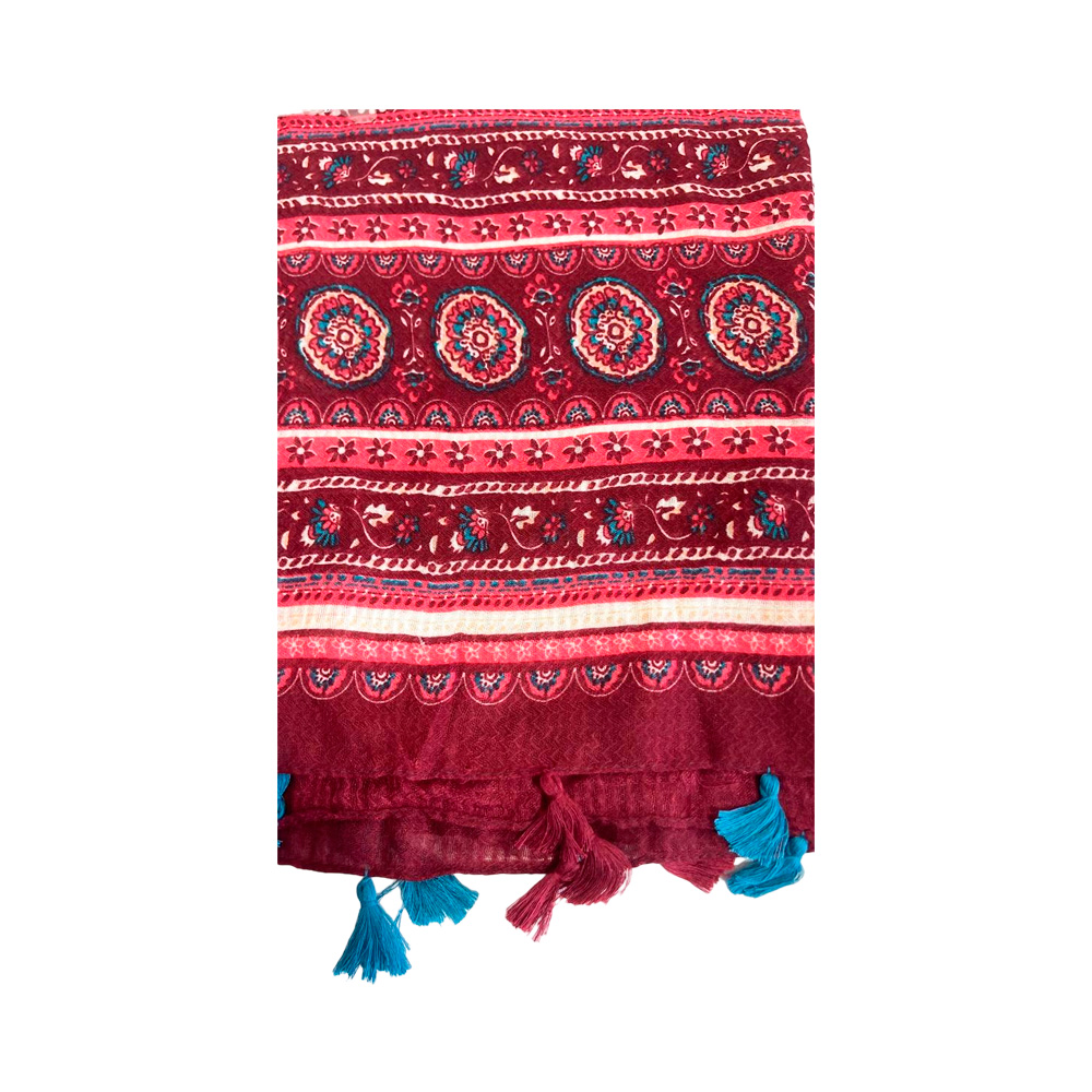 PASHMINA ESTILO INDU CON BORLAS