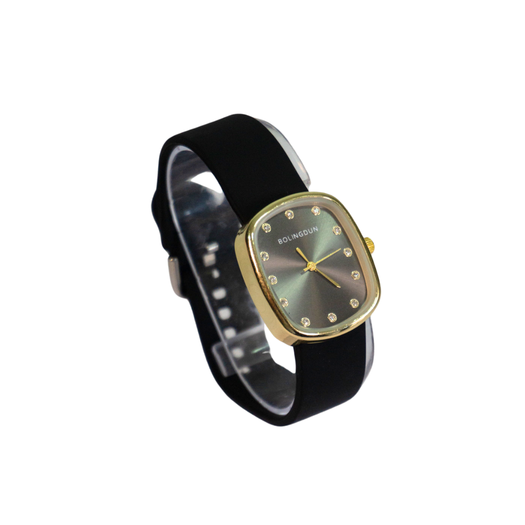 RELOJ RECTANGULAR STRASS CORREA SILICONA