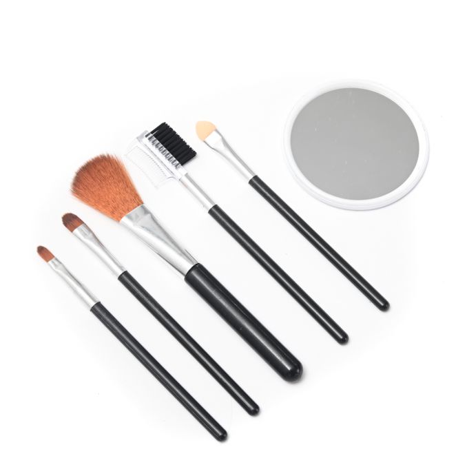 SET BROCHA MAQUILLAJE Y ESPEJO X5