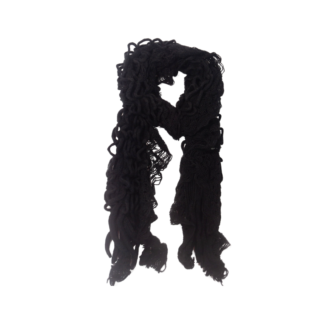 BUFANDA DE LANA TEJIDA CON VOLADOS