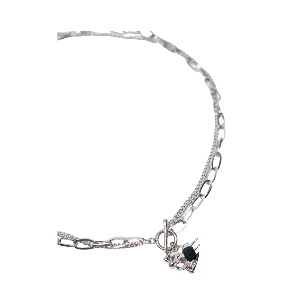 COLLAR ACERO CON DIJE Y PIEDRA