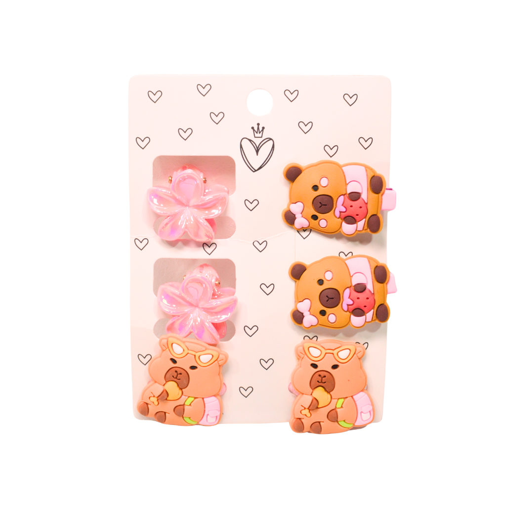 SET PELO BROCHE COLERO Y PINZAS CAPIBARA