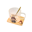 TAZA DE VIDRIO LABUBU CON PLATO Y CUCHARA