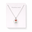 CADENA DIJE FLOR ACERO  QUIRURGICO