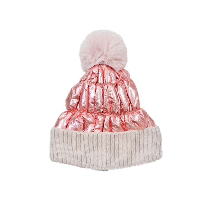 [35984] GORRO MATELASSEADO POM POM INTERIOR DE PIEL