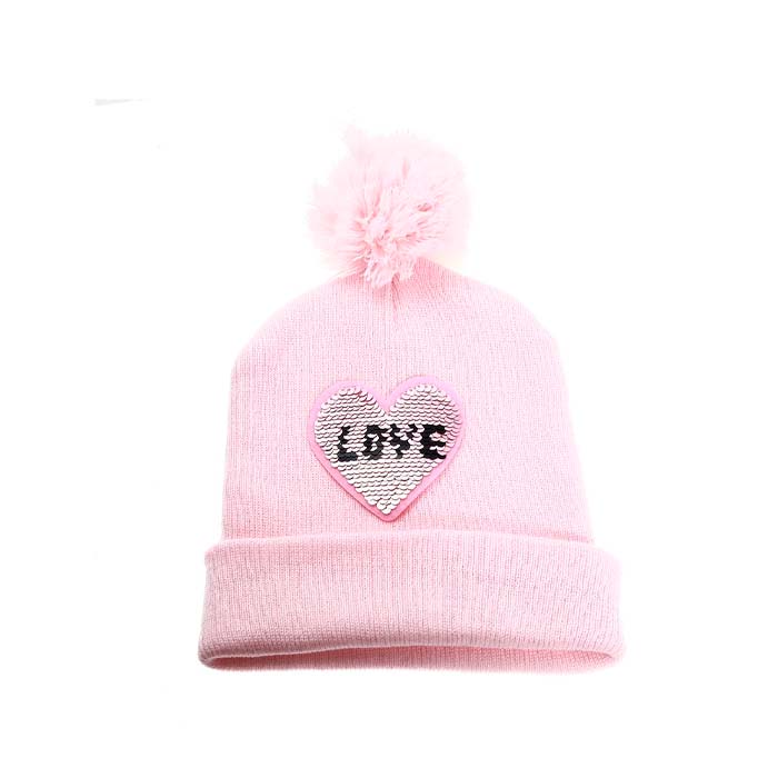 [36470] GORRO INFANTIL PARCHE CON POMPON