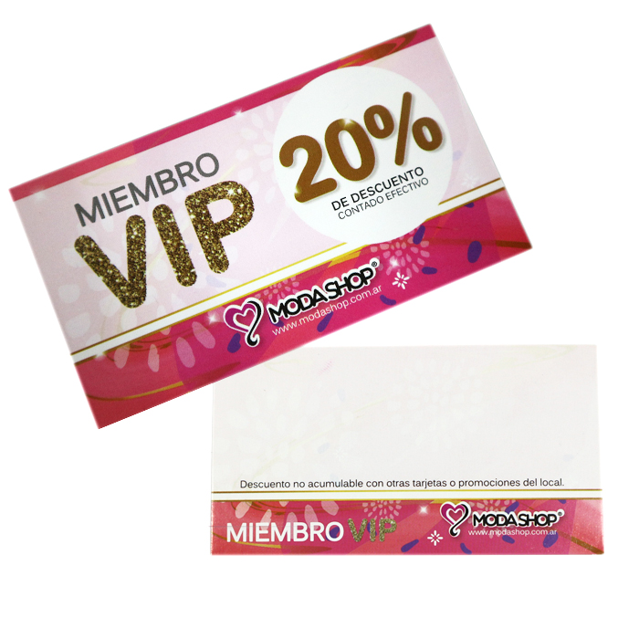 TARJETA MIEMBRO VIP 9x5cm