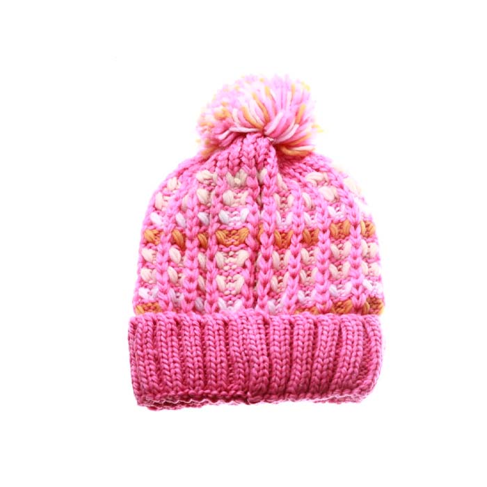 GORRO DAMA TEJIDO MULTICOLOR CON POMPON