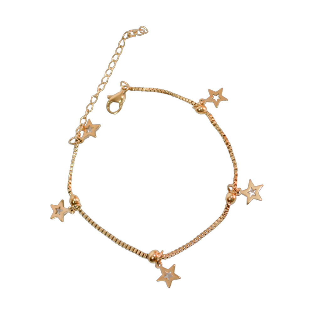 PULSERA DE ACERO DORADO CON DIJES ESTRELLA