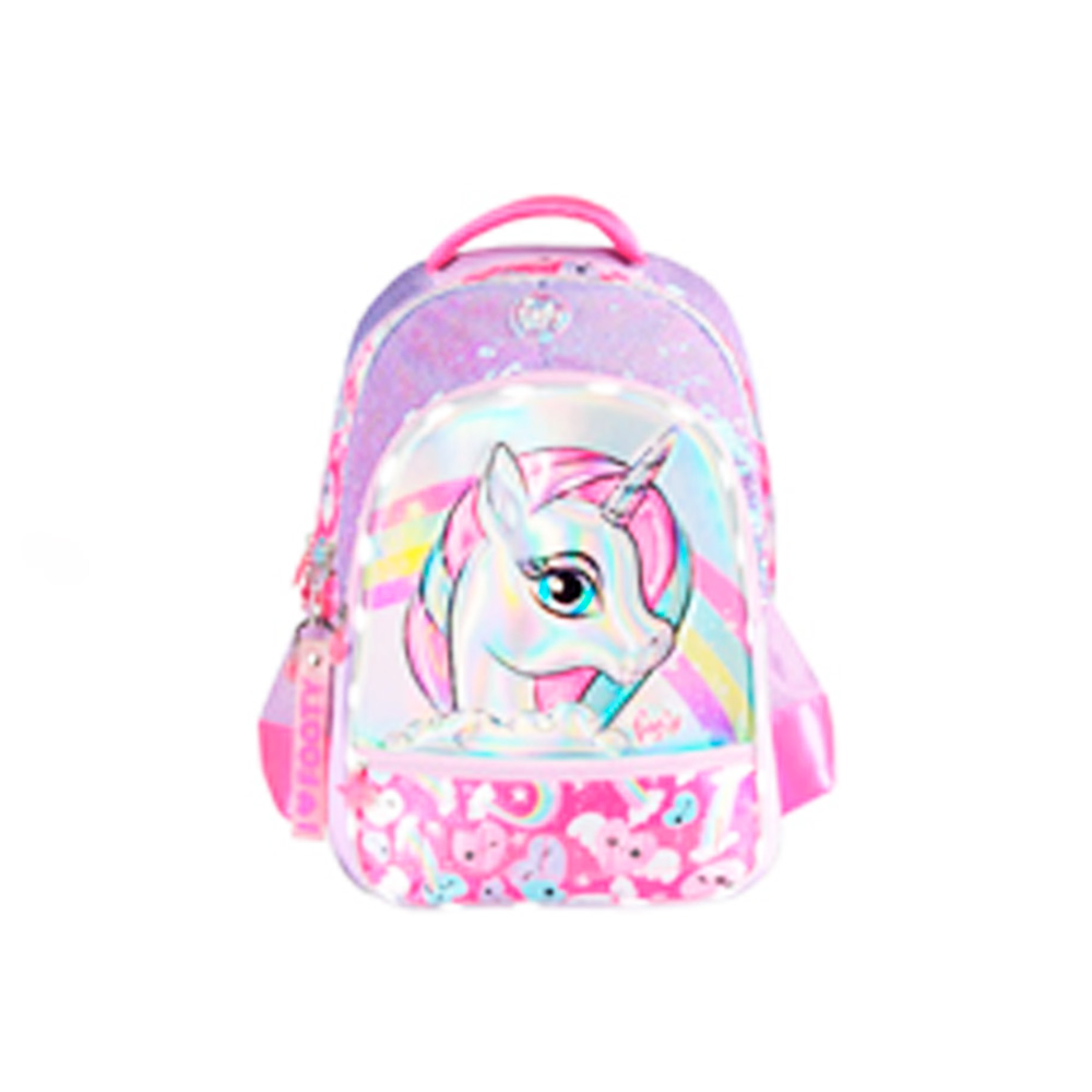 MOCHILA FOOTY ESPALDA 18" RAINBOW UNICORN LUZ LED