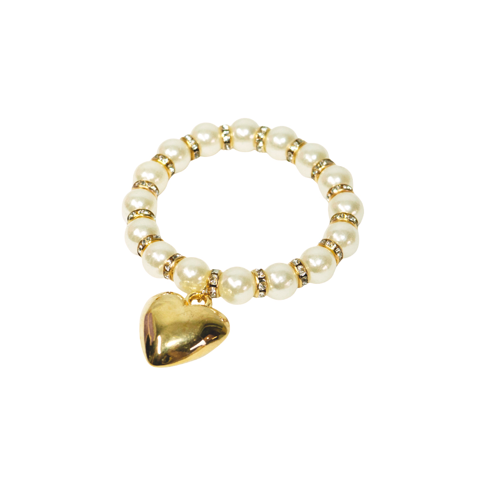 PULSERA DE PERLAS CON DIJE DE CORAZON