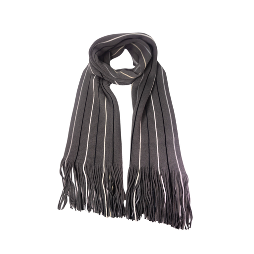 BUFANDA DE LANA RAYADA CON FLECOS 25CM X 190