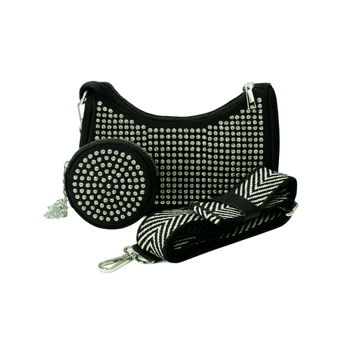 CARTERA STRASS CON MONEDERO Y CORREA