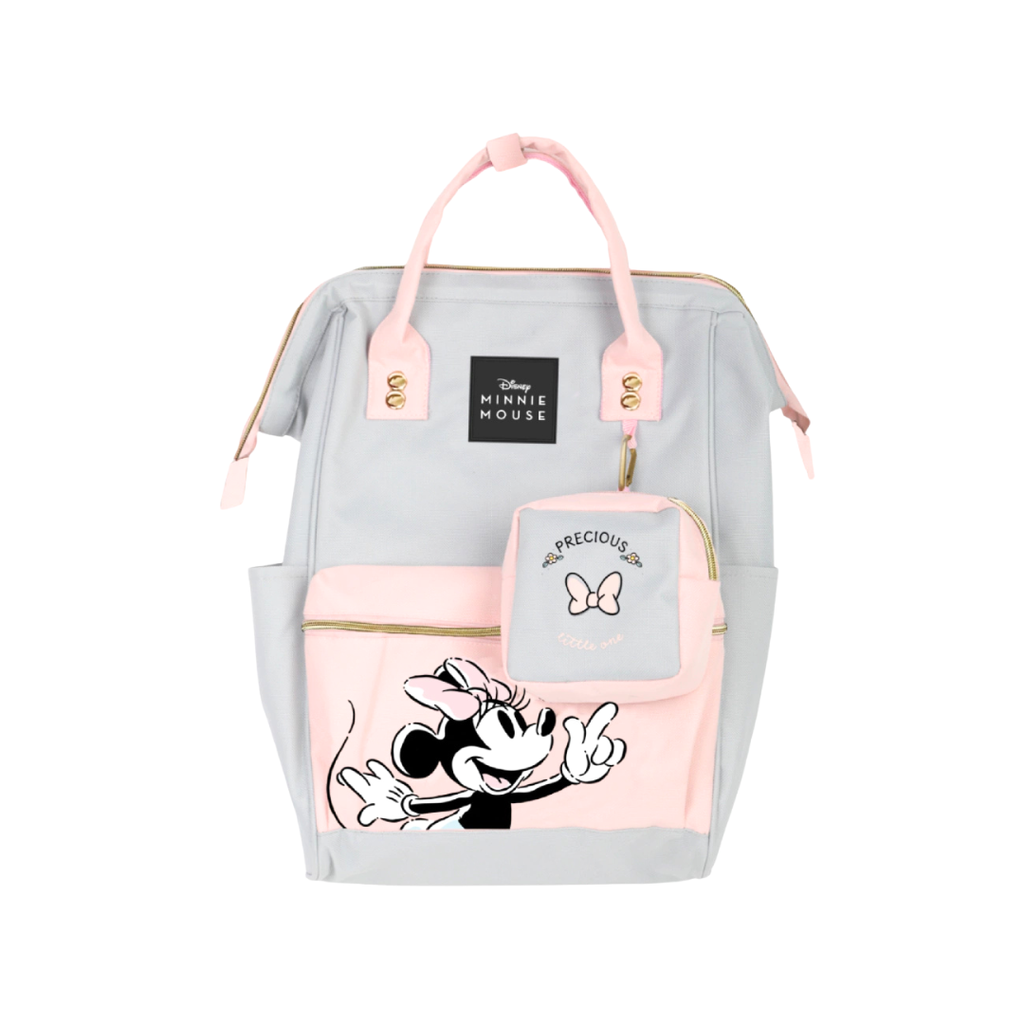 MOCHILA BOCA DE PEZ CON LLAVERO MONEDERO DE MINNIE