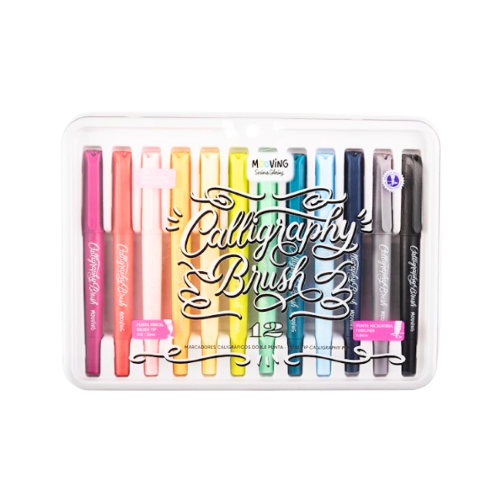 MARCADORES PINCEL PUNTA CALIGRAFIA X12