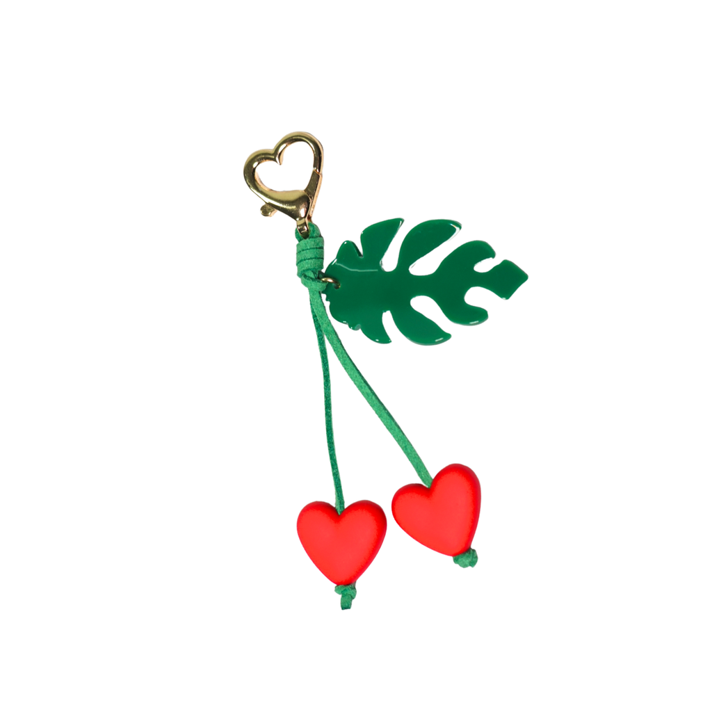 LLAVERO CHARM CORAZON Y HOJA