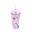 VASO CON ESTAMPADO Y TAPA UNICORNIO