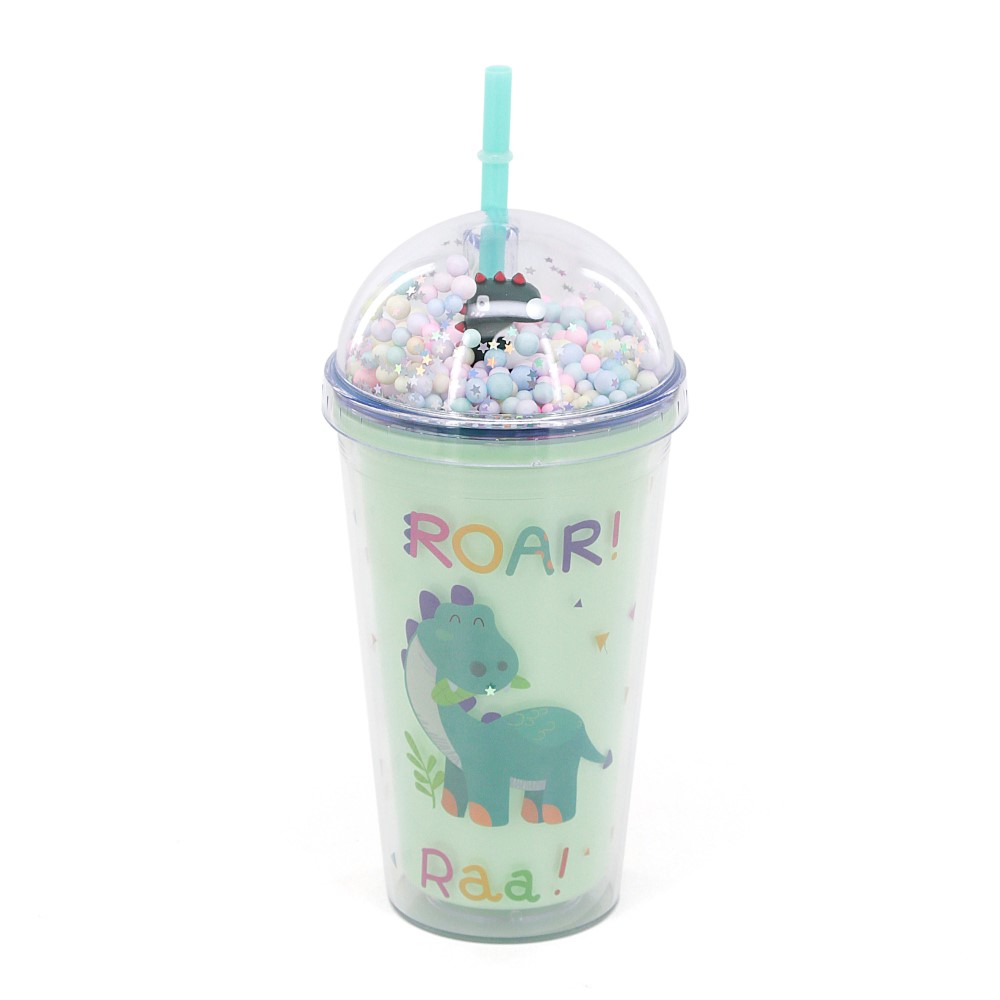 VASO DINO CON TAPA Y SORBETE