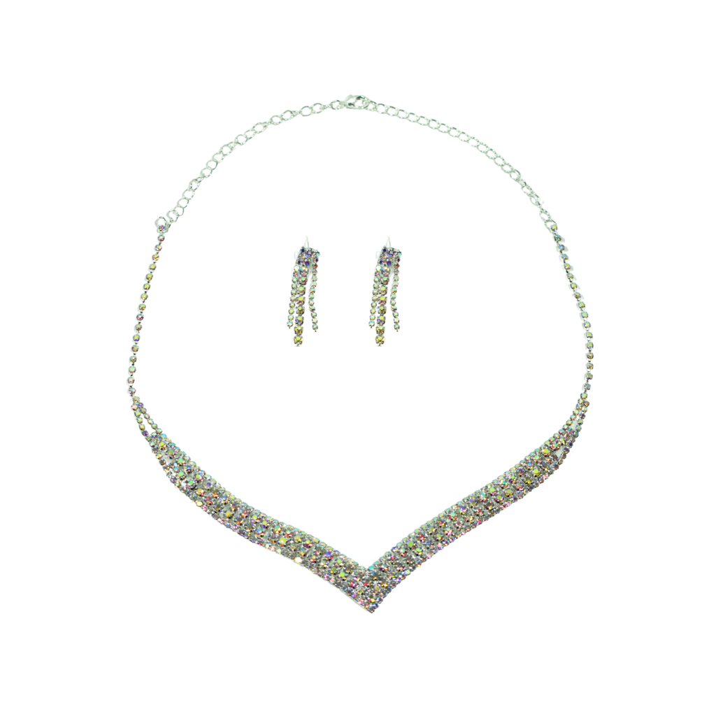 SET STRASS COLLAR EN V + AROS