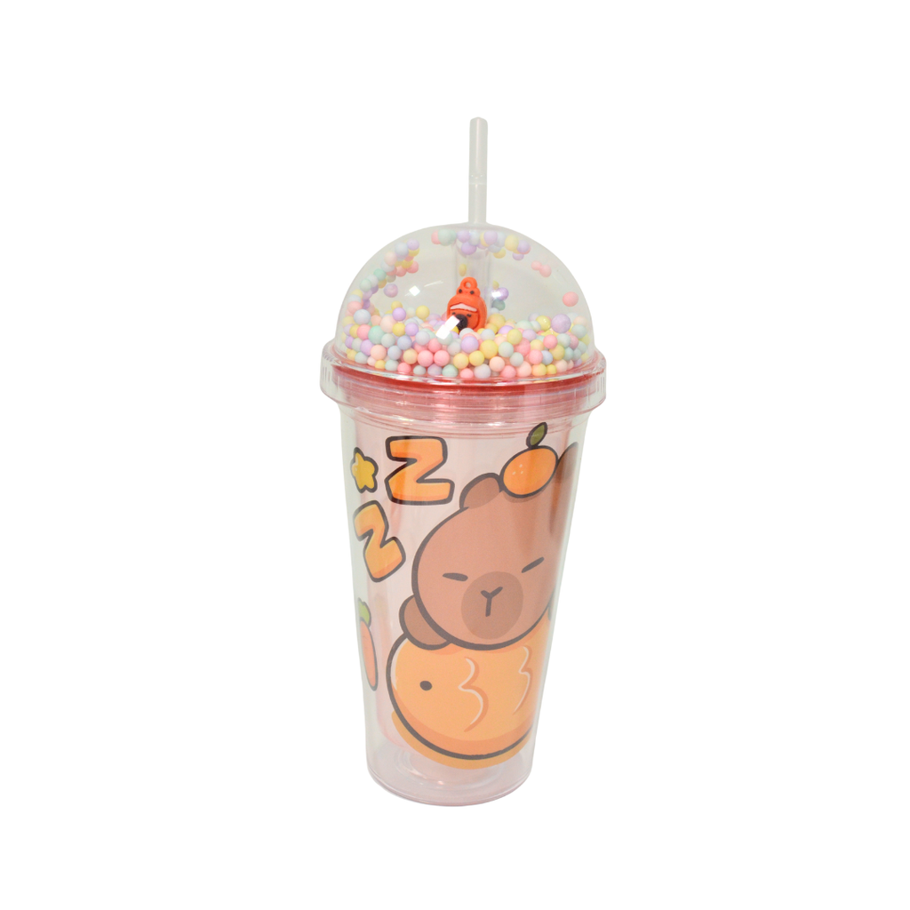 VASO CON TAPA Y BOMBILLA CAPIBARA