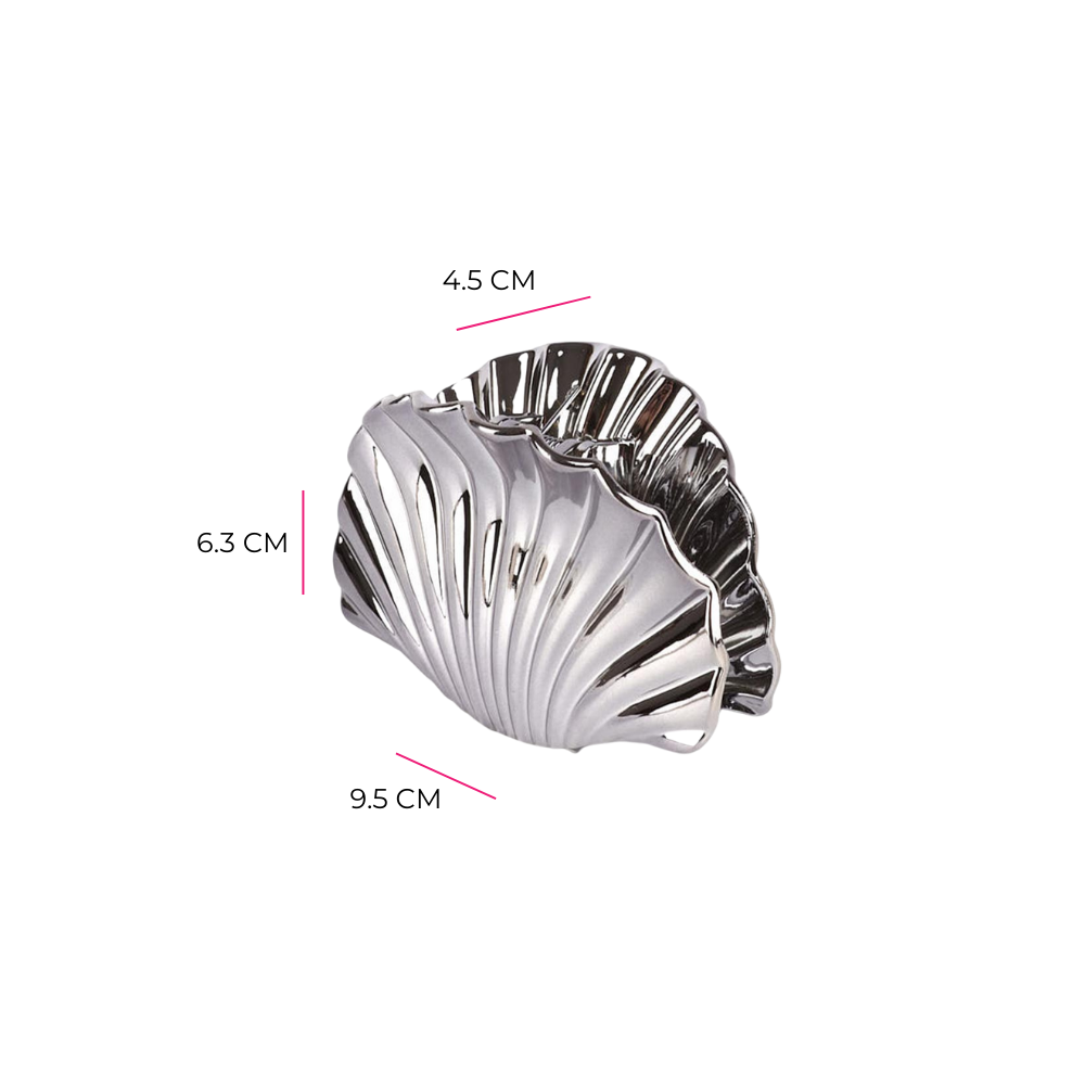 BROCHE PINZA FORMA DE OSTRA METALIZADA