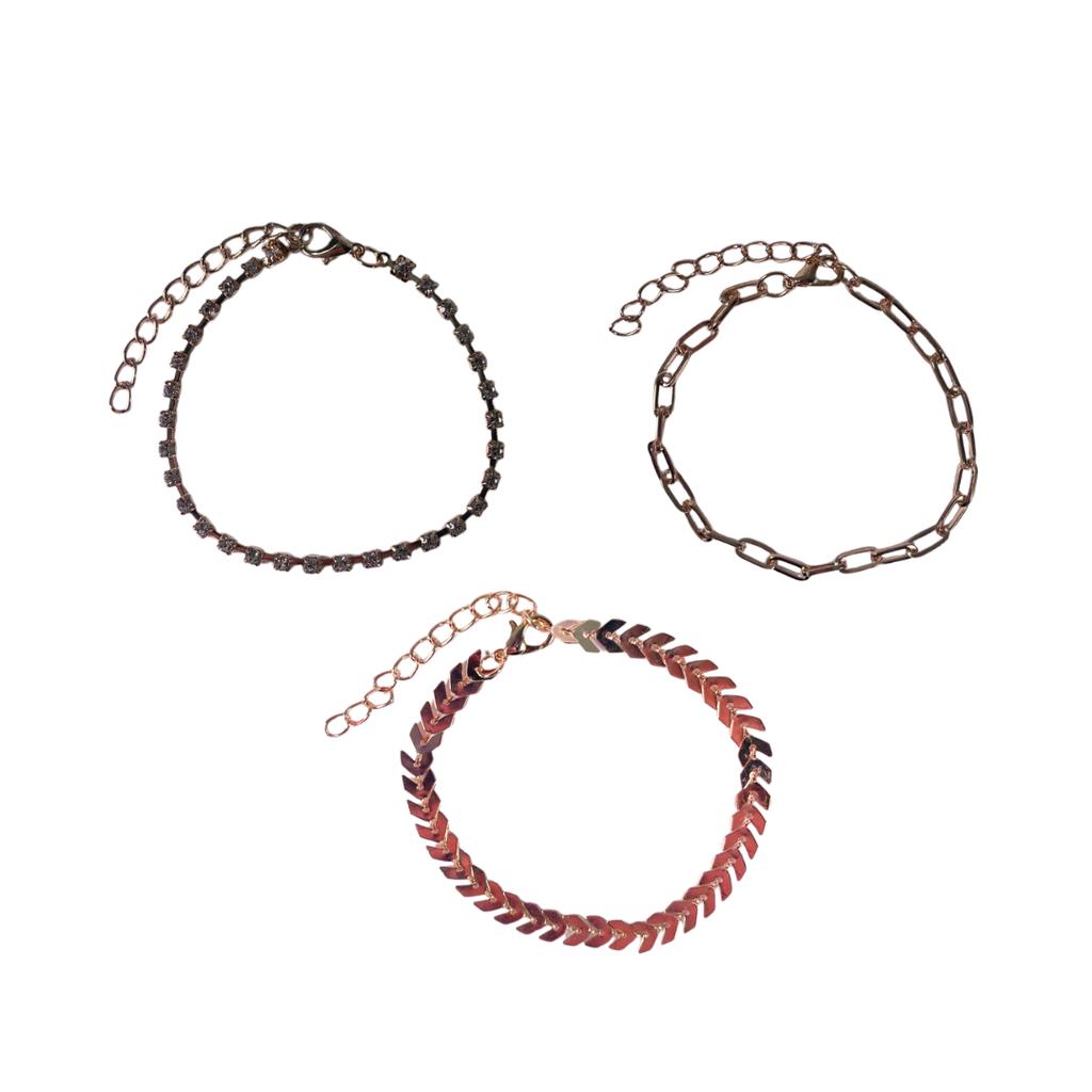 SET DE PULSERA X3 CADENA Y STRASS