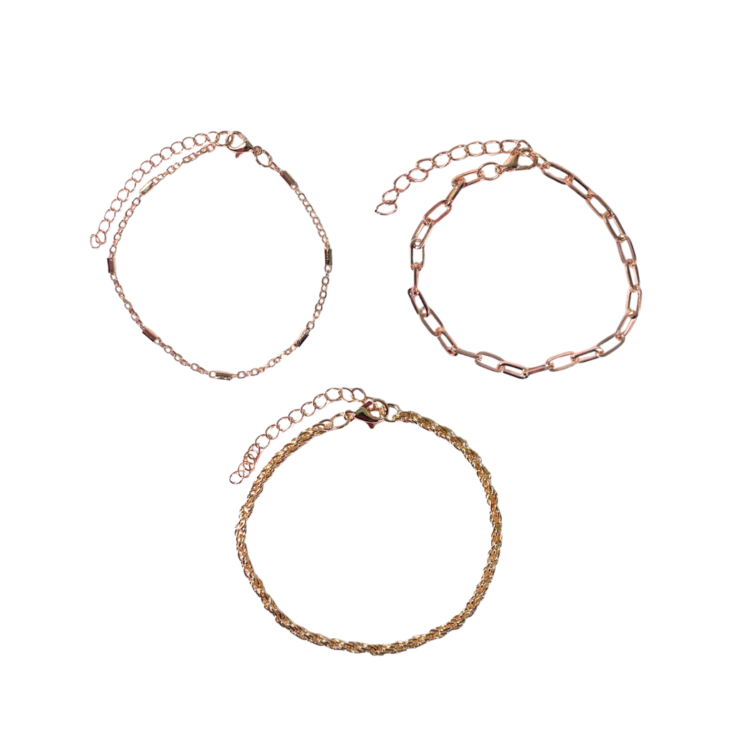 SET DE PULSERA X3 CADENA FINA