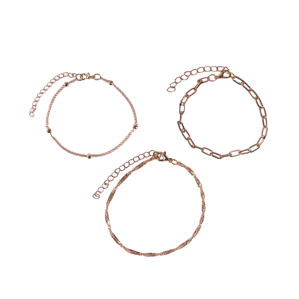 SET DE PULSERA X3 CADENA FINA