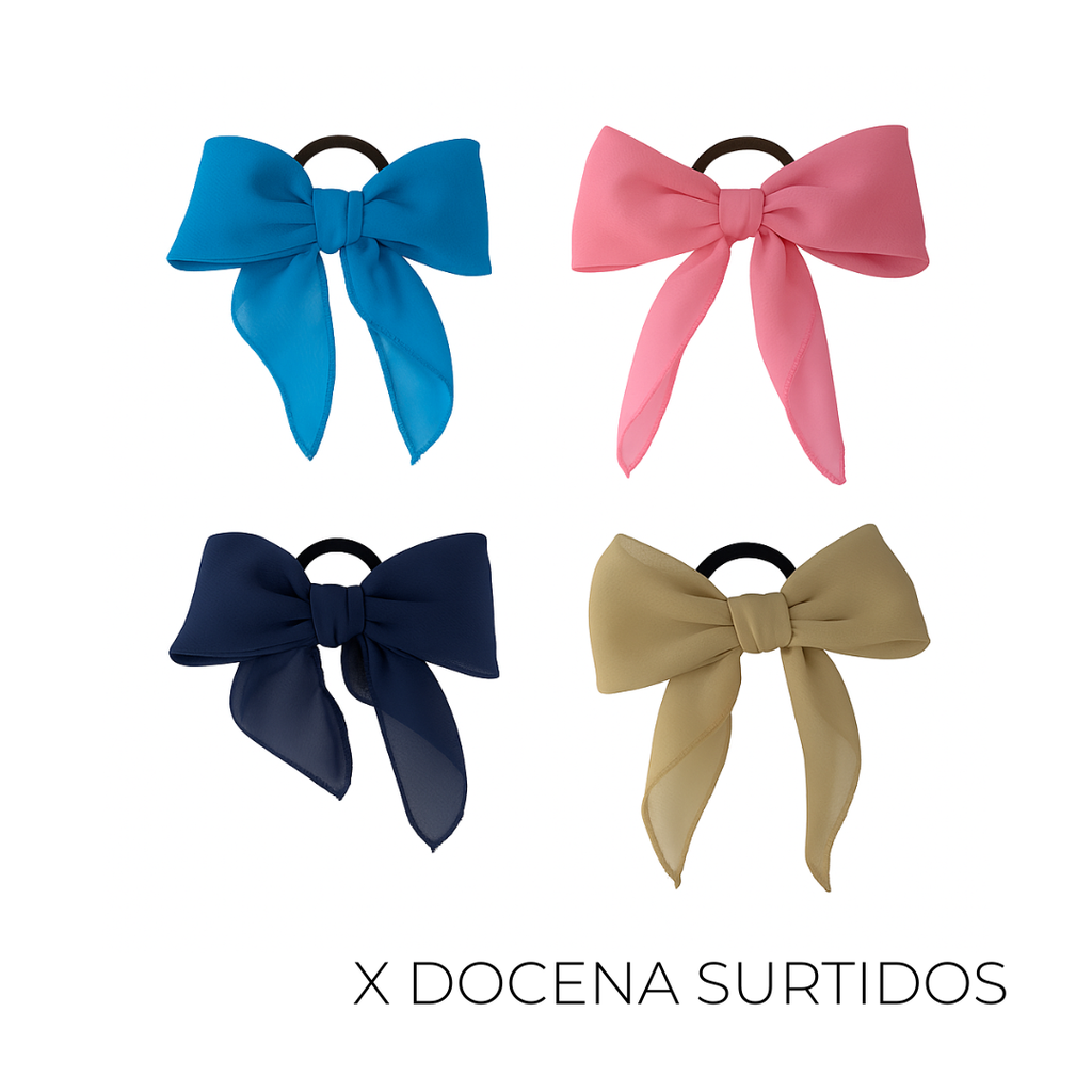 COLERO CON MOÑO DE GASA COLOR LISO X12