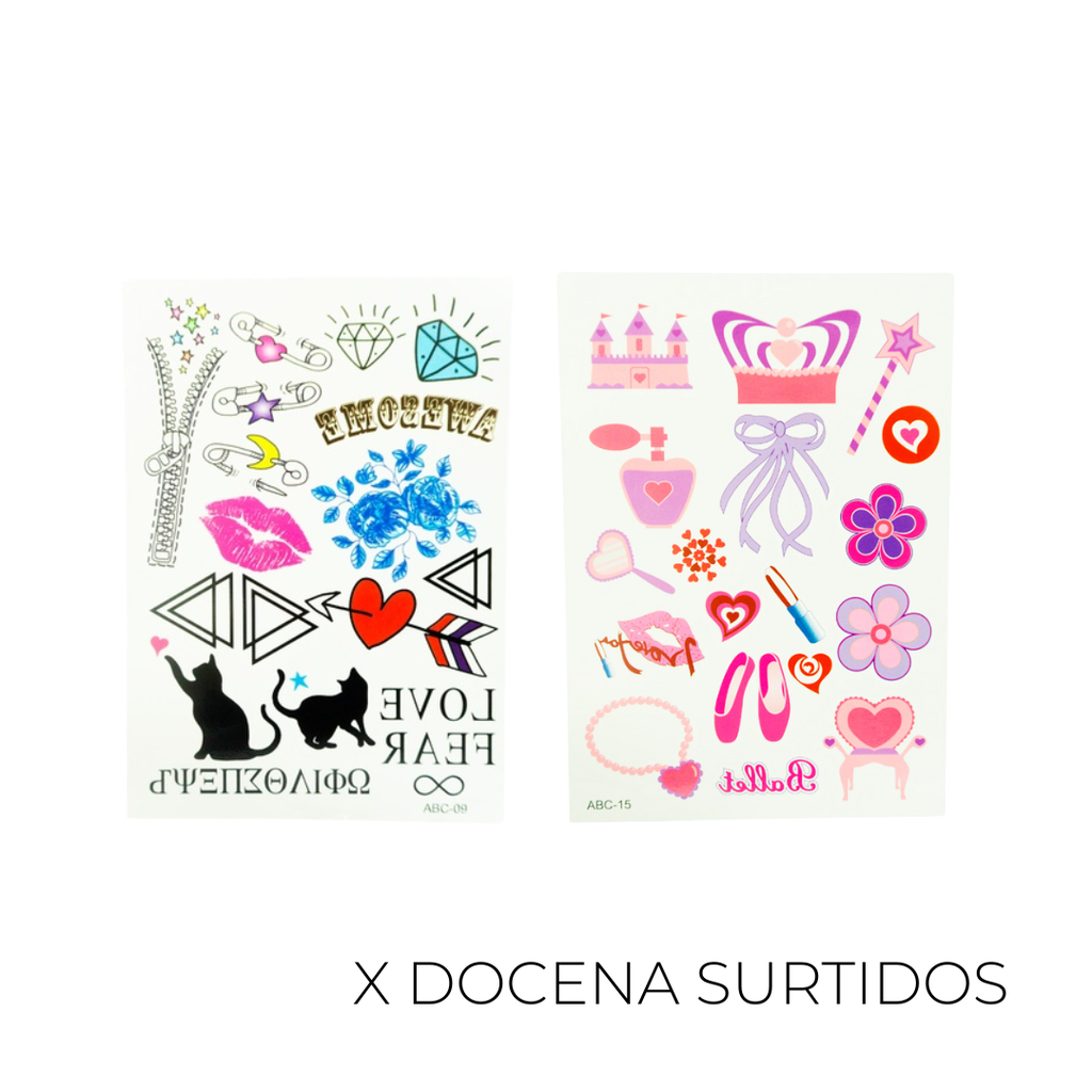 TATUAJES INFANTIL TEMPORAL X12