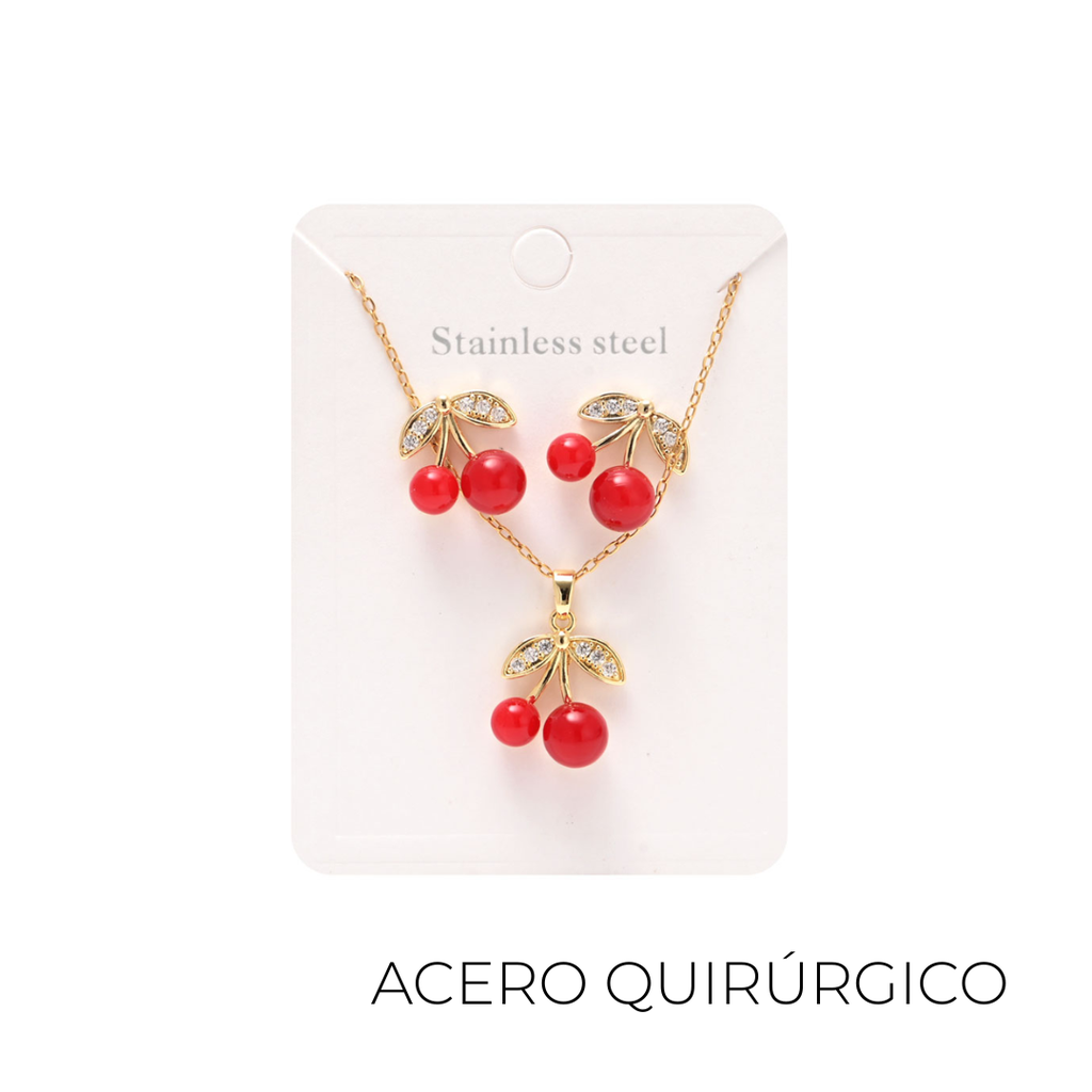 SET COLLAR + AROS CHERRY ACERO