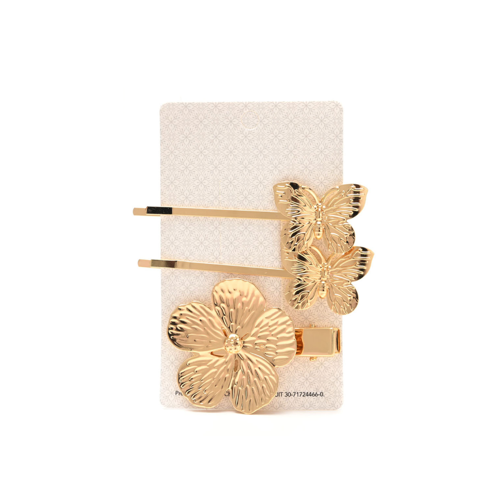 SET PELO HEBILLA X2 + BROCHE METALIZADO
