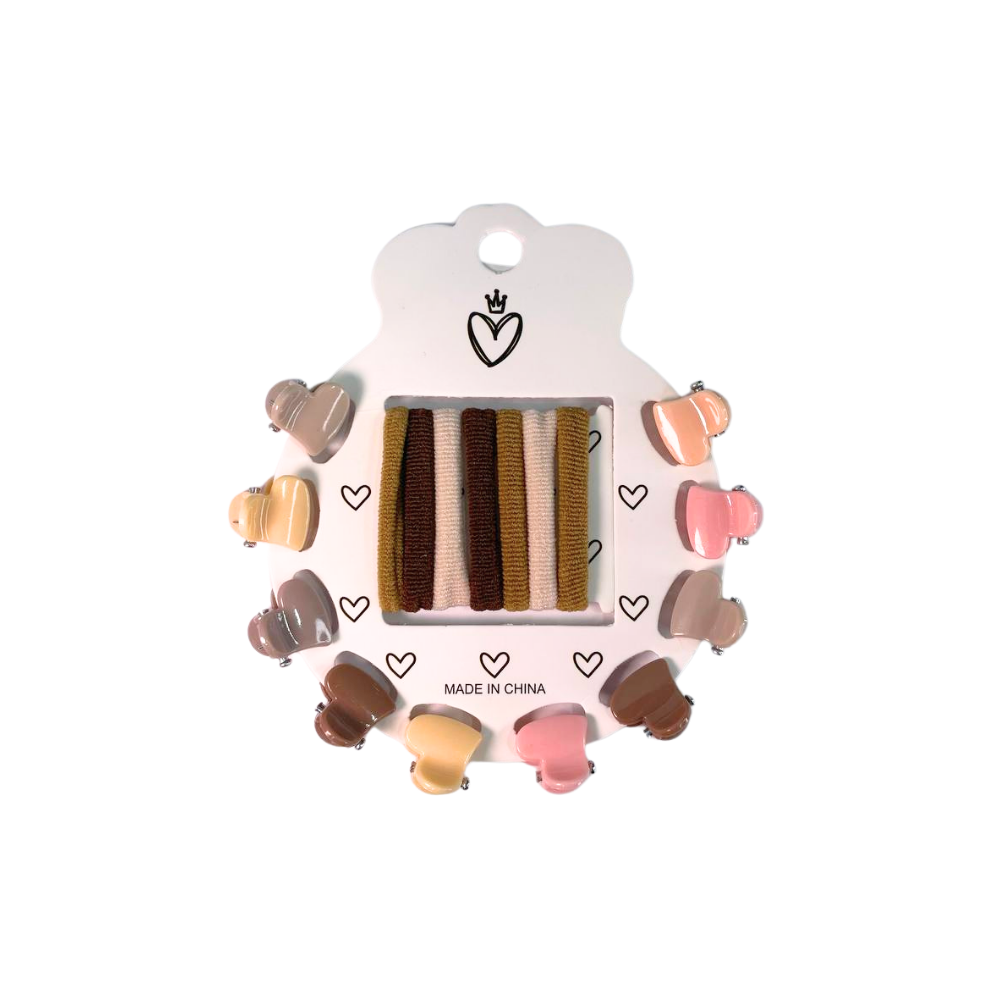 SET DE PELO COLOR NUDE CORAZON