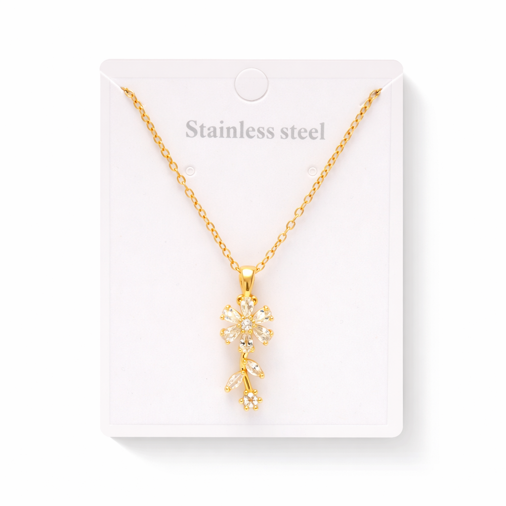 CADENA DIJE FLOR ACERO QUIRURGICO