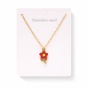 CADENA DIJE FLOR ACERO QUIRURGICO