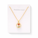 CADENA DIJE FLOR ACERO  QUIRURGICO