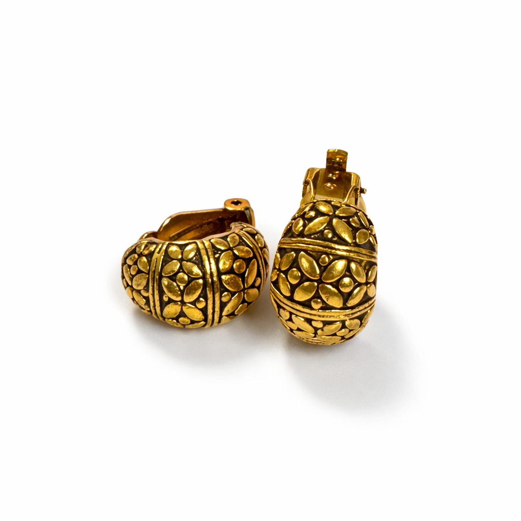 AROS CLIP DORADO LABRADO FLOR