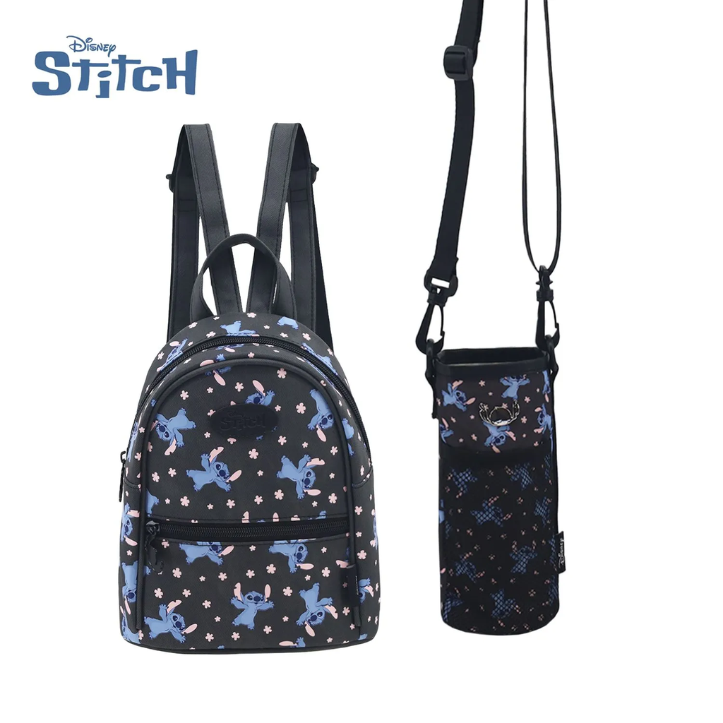 MOCHILA Y PORTA BOTELLA DISNEY STITCH