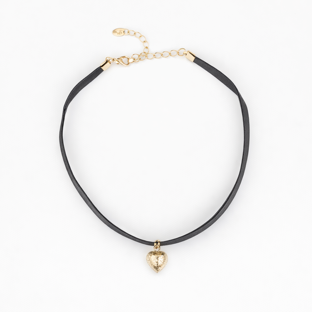 COLLAR CHOKER DIJE DE CORAZON ANCHO