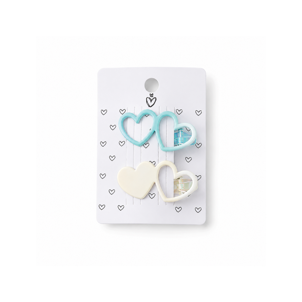 SET HEBILLAS X2 DOBLE CORAZON