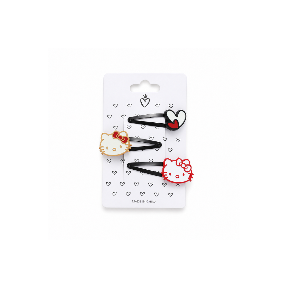 SET HEBILLAS TIC TAC X3 APLIQUE KITTY