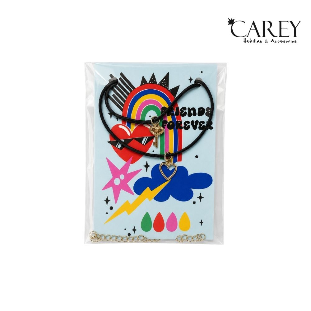 SET PULSERAS AMISTAD CON CORAZÓN CAREY