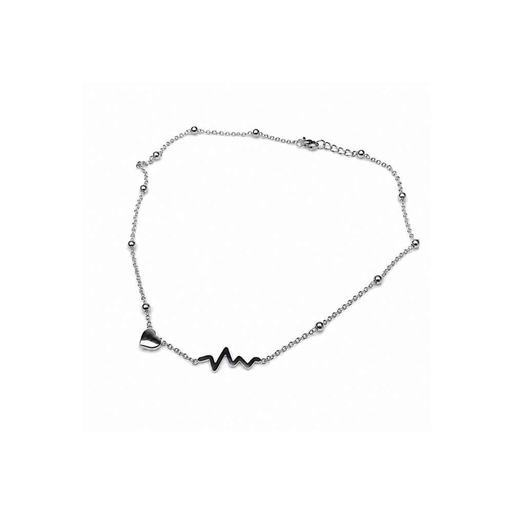 PULSERA DE ACERO LATIDOS Y CORAZÓN DISEÑO ELECTROCARDIOGRAMA