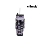 VASO TÉRMICO DISEÑO DE FLORES CON CORREA DE CUENTAS