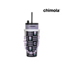 VASO TÉRMICO DISEÑO DE FLORES CON CORREA DE CUENTAS